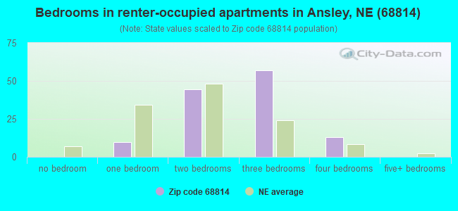 Bedrooms in renter-occupied apartments in Ansley, NE (68814) 