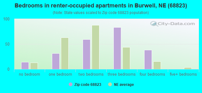 Bedrooms in renter-occupied apartments in Burwell, NE (68823) 