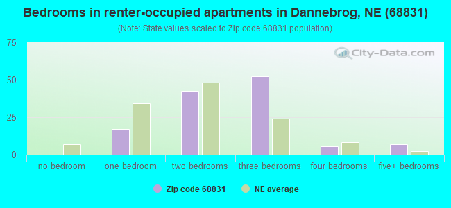 Bedrooms in renter-occupied apartments in Dannebrog, NE (68831) 