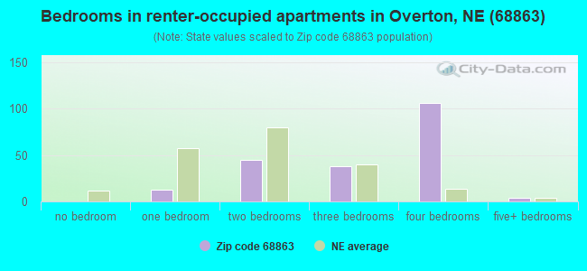 Bedrooms in renter-occupied apartments in Overton, NE (68863) 