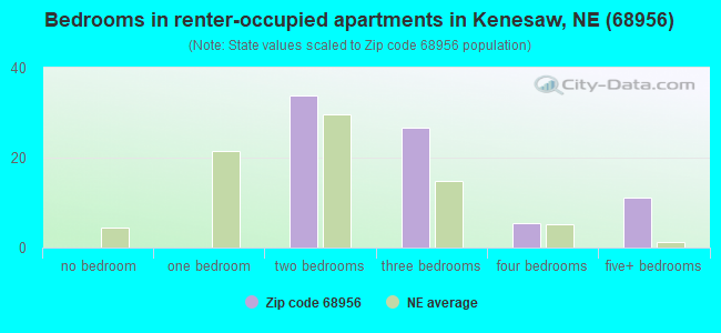 Bedrooms in renter-occupied apartments in Kenesaw, NE (68956) 