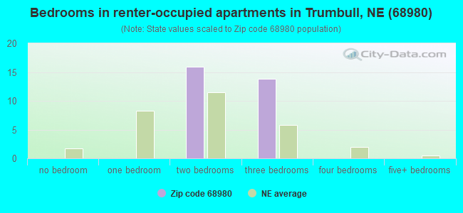 Bedrooms in renter-occupied apartments in Trumbull, NE (68980) 