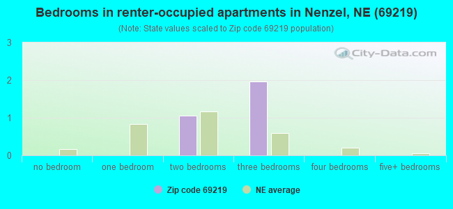 Bedrooms in renter-occupied apartments in Nenzel, NE (69219) 