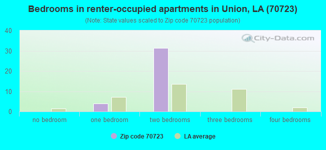 Bedrooms in renter-occupied apartments in Union, LA (70723) 