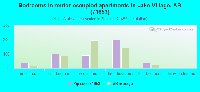 Bedrooms in renter-occupied apartments in Lake Village, AR (71653) 