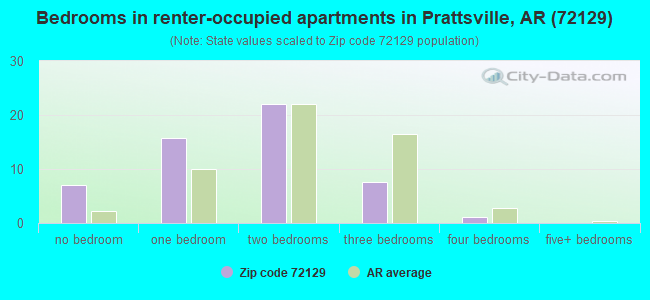 Bedrooms in renter-occupied apartments in Prattsville, AR (72129) 