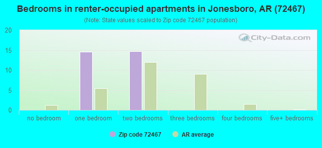 Bedrooms in renter-occupied apartments in Jonesboro, AR (72467) 