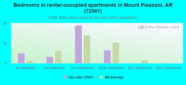 Bedrooms in renter-occupied apartments in Mount Pleasant, AR (72561) 