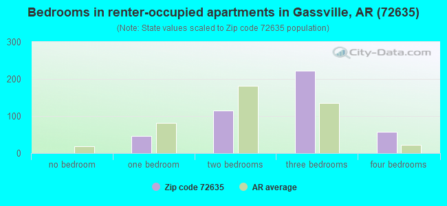 Bedrooms in renter-occupied apartments in Gassville, AR (72635) 