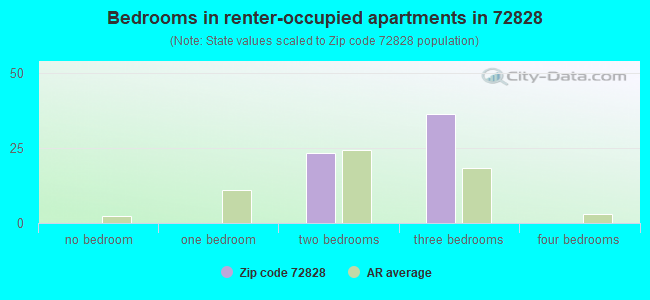 Bedrooms in renter-occupied apartments in 72828 