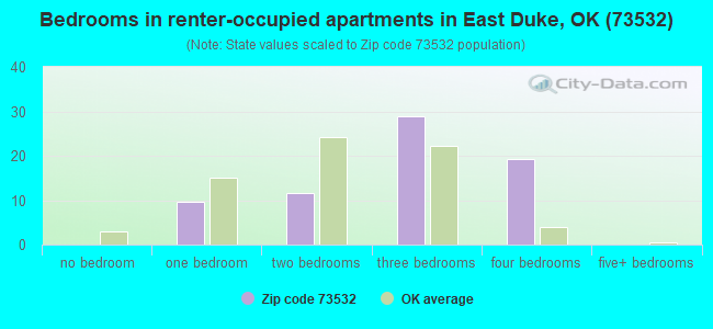 Bedrooms in renter-occupied apartments in East Duke, OK (73532) 
