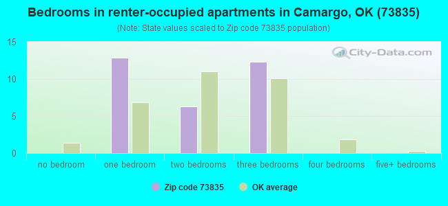 Bedrooms in renter-occupied apartments in Camargo, OK (73835) 