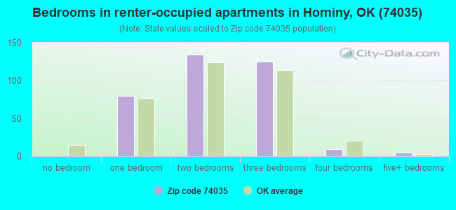 Bedrooms in renter-occupied apartments in Hominy, OK (74035) 