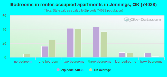 Bedrooms in renter-occupied apartments in Jennings, OK (74038) 