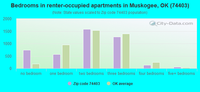 Bedrooms in renter-occupied apartments in Muskogee, OK (74403) 