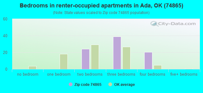 Bedrooms in renter-occupied apartments in Ada, OK (74865) 