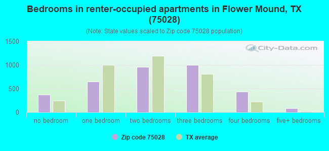Bedrooms in renter-occupied apartments in Flower Mound, TX (75028) 