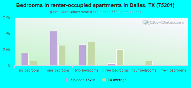 Bedrooms in renter-occupied apartments in Dallas, TX (75201) 
