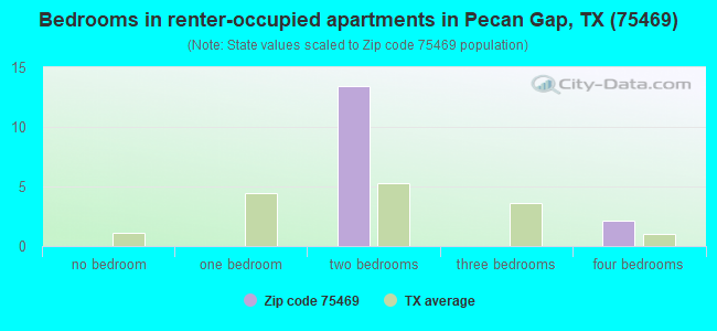 Bedrooms in renter-occupied apartments in Pecan Gap, TX (75469) 