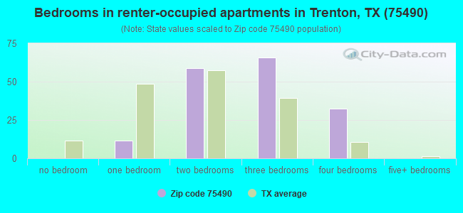 Bedrooms in renter-occupied apartments in Trenton, TX (75490) 