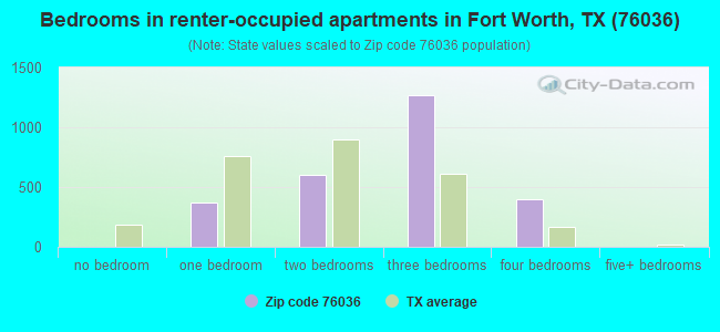 Bedrooms in renter-occupied apartments in Fort Worth, TX (76036) 