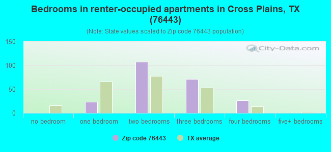 Bedrooms in renter-occupied apartments in Cross Plains, TX (76443) 