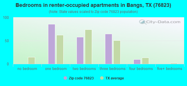 Bedrooms in renter-occupied apartments in Bangs, TX (76823) 
