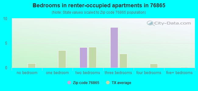 Bedrooms in renter-occupied apartments in 76865 