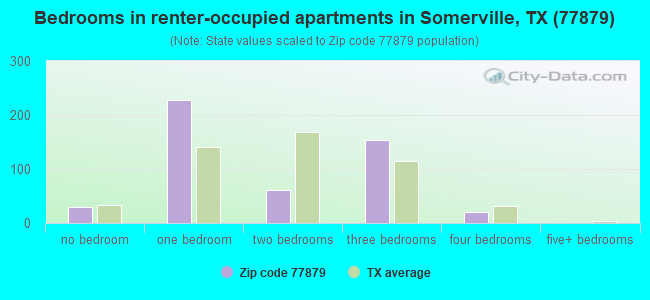 Bedrooms in renter-occupied apartments in Somerville, TX (77879) 