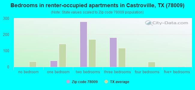 Bedrooms in renter-occupied apartments in Castroville, TX (78009) 