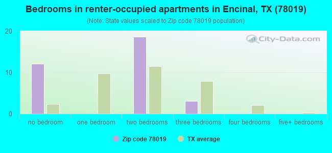 Bedrooms in renter-occupied apartments in Encinal, TX (78019) 
