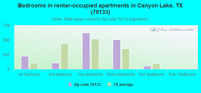 Bedrooms in renter-occupied apartments in Canyon Lake, TX (78133) 
