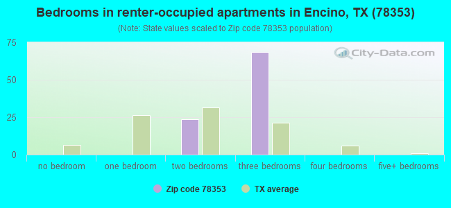 Bedrooms in renter-occupied apartments in Encino, TX (78353) 