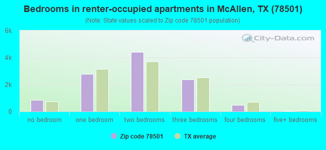 Bedrooms in renter-occupied apartments in McAllen, TX (78501) 