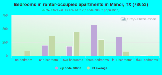 Bedrooms in renter-occupied apartments in Manor, TX (78653) 
