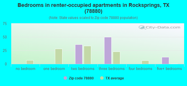 Bedrooms in renter-occupied apartments in Rocksprings, TX (78880) 