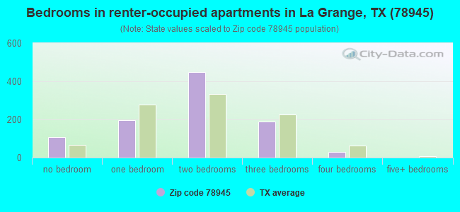 Bedrooms in renter-occupied apartments in La Grange, TX (78945) 