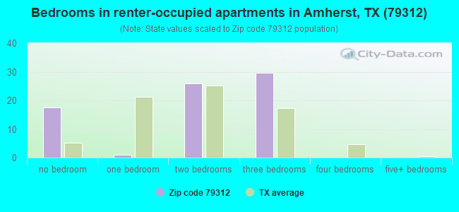 Bedrooms in renter-occupied apartments in Amherst, TX (79312) 