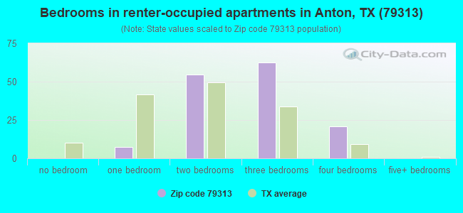 Bedrooms in renter-occupied apartments in Anton, TX (79313) 