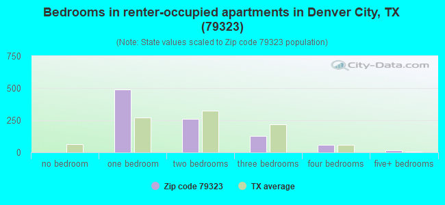 Bedrooms in renter-occupied apartments in Denver City, TX (79323) 
