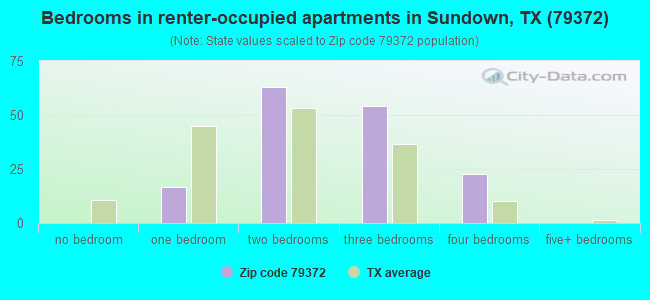 Bedrooms in renter-occupied apartments in Sundown, TX (79372) 
