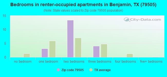 Bedrooms in renter-occupied apartments in Benjamin, TX (79505) 