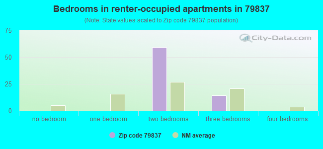 Bedrooms in renter-occupied apartments in 79837 