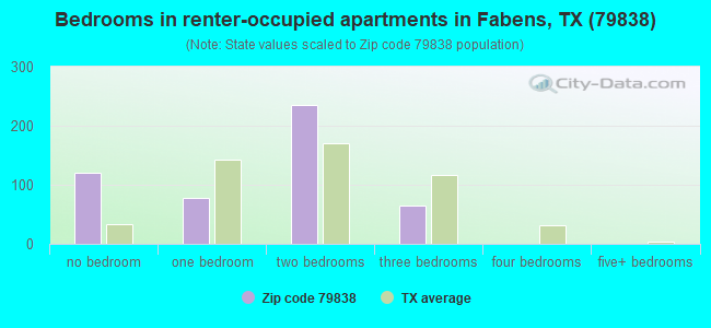 Bedrooms in renter-occupied apartments in Fabens, TX (79838) 