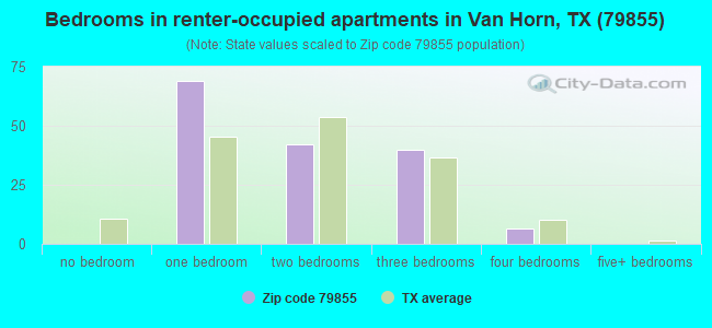 Bedrooms in renter-occupied apartments in Van Horn, TX (79855) 