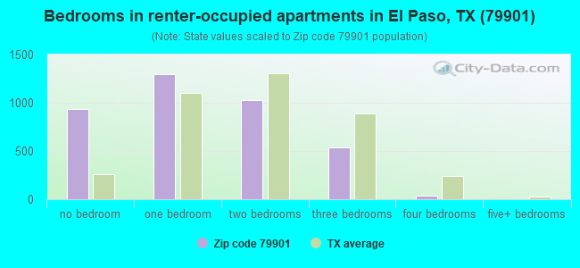 Bedrooms in renter-occupied apartments in El Paso, TX (79901) 