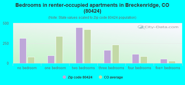 Bedrooms in renter-occupied apartments in Breckenridge, CO (80424) 