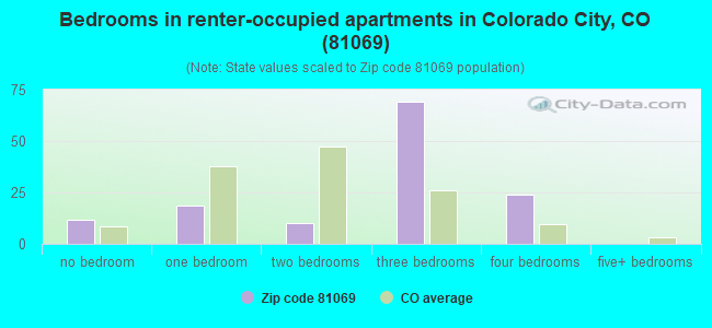 Bedrooms in renter-occupied apartments in Colorado City, CO (81069) 