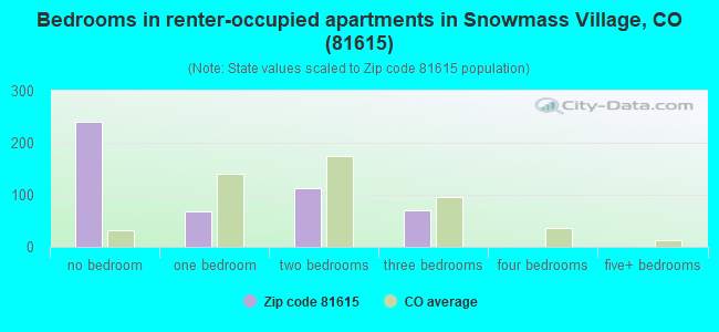 Bedrooms in renter-occupied apartments in Snowmass Village, CO (81615) 