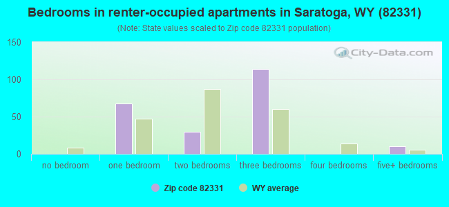 Bedrooms in renter-occupied apartments in Saratoga, WY (82331) 
